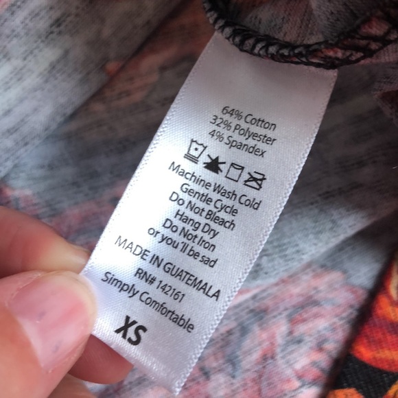 Lularoe Carly Dress High Low Swing Roses Floral size XS flower orange black - Picture 6 of 7